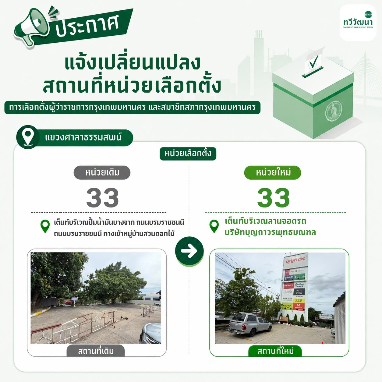 แขวงศาลาธรรมสพน์: หน่วยเดิม 33 → หน่วยใหม่ 33 แผ่นประชาสัมพันธ์