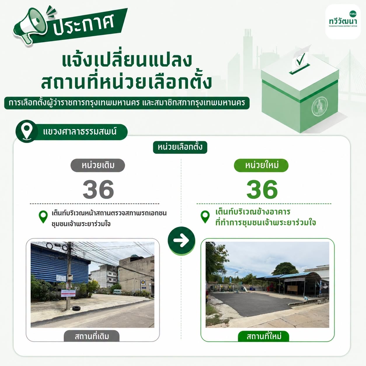 แขวงศาลาธรรมสพน์: หน่วยเดิม 36 → หน่วยใหม่ 36 แผ่นประชาสัมพันธ์